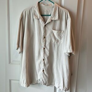 Tommy Bahama silk Cream Short-Sleeve Button-Down Camp Shirt. XXL
